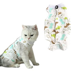 URROMA 1 Piece Dinosaur Recovery Suit for Cat, Pet Surgical Recovery Suit Soft Breathable Cat Wound Surgery Recovery Suit for Cats Kittens, M