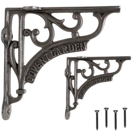 EDUWURXS Industrial Cast Iron Shelf Brackets 6x6” | Heavy Duty Wall Brackets for Shelves (Pack of 2) | Rustic Shelf Supports for Kitchen, Living Room & More (Covent Garden)