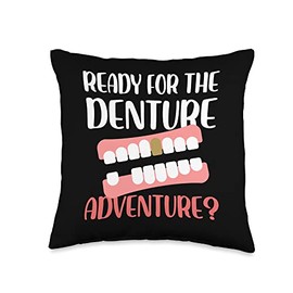 ready for the denture adventure Design Throw Pillow