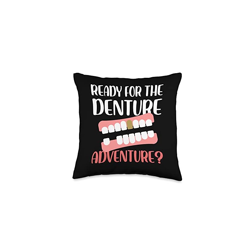 ready for the denture adventure Design Throw Pillow