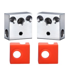 GBA-SZC 2PCS Ender 3 Heater Block with Silicone Sock for Ender 3/Ender 3 V2 /Ender 3 Pro/Ender 5/Pro CR-10 /CR-10S/CR-10 S4, S5,MK8, MK9 Hotend.（2PCS Aluminum）