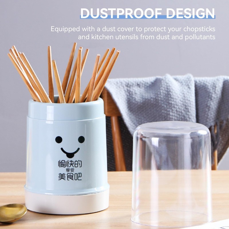 Kitchen Utensil Holder, Chopsticks Holder Drying Rack with Lid and