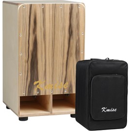 Kmise Portable Cajon Drum Box, 11.8×12.2×19.6" Adjustable Snare Cajons Drums, Solid Ebony & Birch Wood, Percussion Instrument Gift for Adults Kids, With Carry Bag,for Home Live Performance Practice