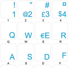 4Keyboard Swedish - Finnish Keyboard Stickers with Blue Lettering ON Clear Transparent Background