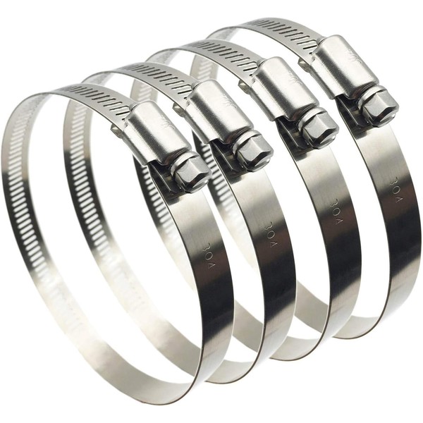 EesTeck 4" (Diameter) Adjustable 304 Stainless Steel Duct Clamps Hose