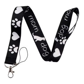 Dog Mom Dogs Breed Lovers Love Mother Owner Pup Puppy Cute Paws Hearts Cocker Spaniel Labrador Retriever 17.7" Neck Lanyard Keychain Holder ID Badge Mobile Phone Pin Strap by Pinstant