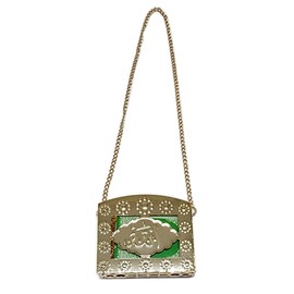 Islam Car Mirror Decor Ornament Vehicle Decorative Gift AMN-357 Mini Al-Quran in Metal Cage Pendant with Hanging Chain Ramadan Eid Muslim Gift (Gold/Green)