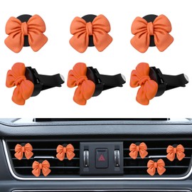 Wuyaoyao 6PCS Bow Car Air Freshener Clips, Cute Bow Car Air Vent Clip, Coquette Auto Air Conditioning Outlet Diffuser Perfume Clips, Interior Decoration, Auto Decor for Women Girls (Orange, 6PCS)