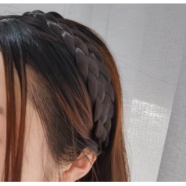 Haarband aus Kunsthaar, geflochten, klassisch, Chunky, breit, geflochten, elastisch, elastisch, mehrfarbig, Haarband, Damen, Mädchen, Schönheit, Zubehör (schwarzbraun)