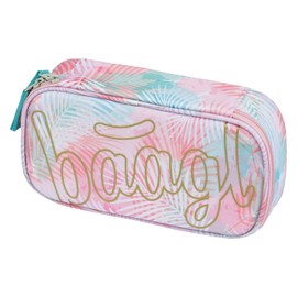 Baagl Pencil Case for Girls - School Pencil Case with 2 Compartments, Sunset Floral Pattern, 23 x 12 x 5 cm