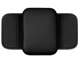 Funda para Consola Central de Coche, Descansa Brazos Auto, Almohadilla de Cojín de Piel Con 2 Bolsillos de Almacenamiento, Cómoda Funda para Reposabrazos para La Mayoría de Vehículos (Negro)