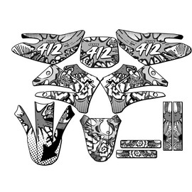 2000-2007 TTR 125 Zany Blue Senge Graphics Complete Kit with Rider I.D. Compatible with Yamaha