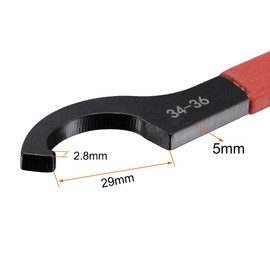 uxcell C Hook Spanner Wrench Collet Chuck for 34-36mm Round Nut, with Red Non-slip Handle
