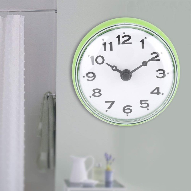 Zerodis Suction Cup Waterproof Round Mini Wall Clock Decoration for