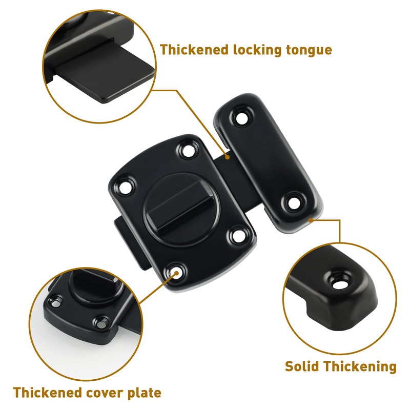 Alise Gate Latch Slide Bolt Latches Lock,Safety Double Sided Rotate