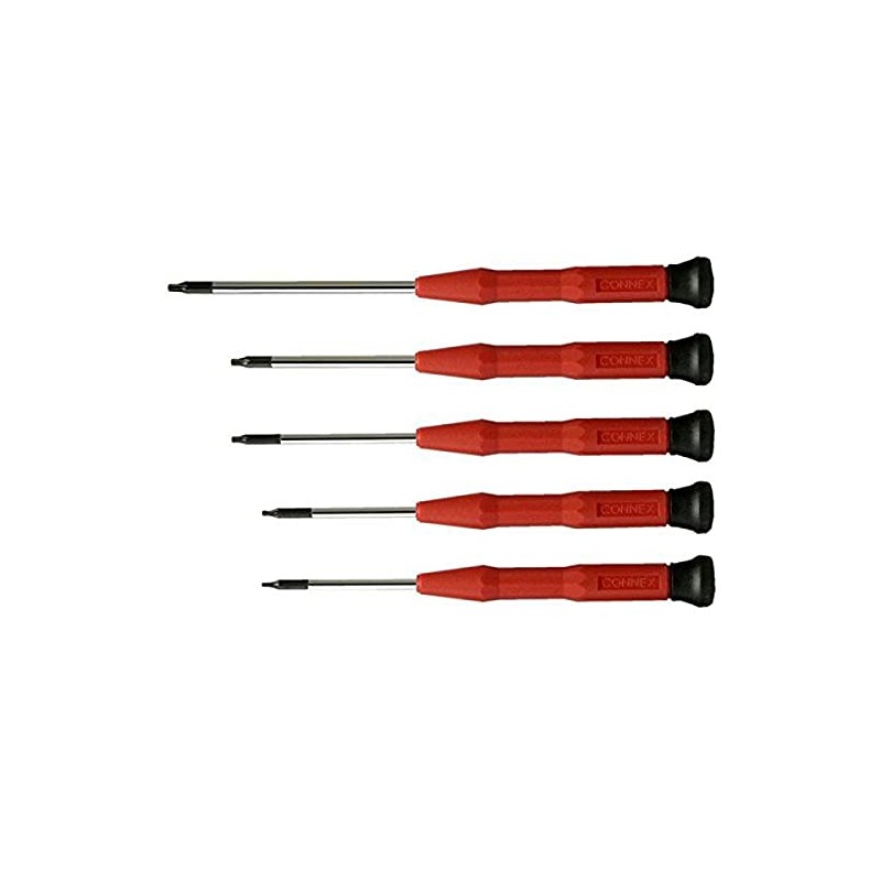 Connex COXT977010 Torx Precision Screwdriver Set, Silver/Black/Red