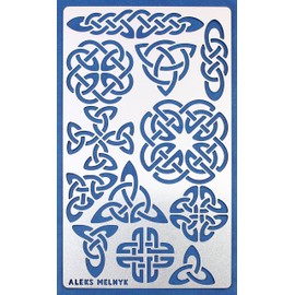 Aleks Melnyk #32 Viking Stencil and Patterns, Metal Stencil for Wood Burning, Celtic Knot, Pyrography, Dremel Stencil, Wood Carving Templates, Wicca, Occult Pagan Stencil for Leather, Embroidery