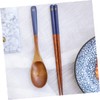 FELTECHELECTR 3 Sets Japanese Style Wooden Spoon Chopsticks Wood Utensils