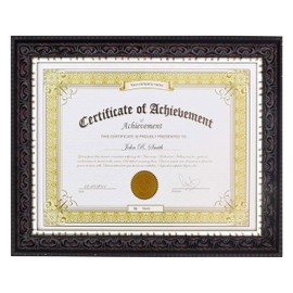 Golden State Art, Frame for Pictures & Certificates 8.5x11, Black Silver Burgundy Color, Ornate Molding, Document or Photo Frame with Real Glass