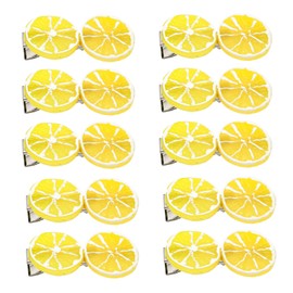 10PCS Yellow Double Lemon Hair Clip,Lemon Accessories for Women,Bangs Side Hairpins Hair Accessories Clips,Duckbill Hair Accessories