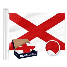 G128 Alabama State Flag | 3x5 Ft | Double ToughWeave Series Double Sided Stitched 210D Polyester | Sewn Stripes, Indoor/Outdoor, Brass Grommets, Heavy Duty, 3-ply