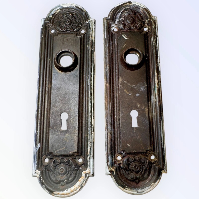 Antique Yale & Towne Nubian Door Knob Set + Back