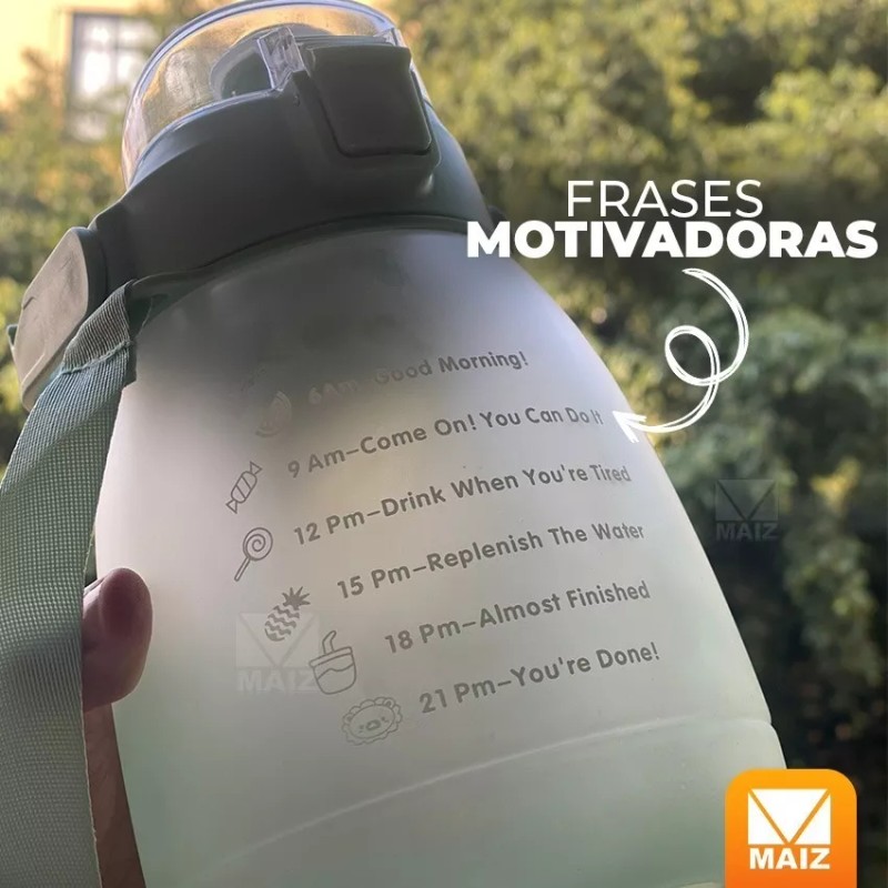 Maíz Botella Cilindro Agua Deportiva Motivacional Multicolor 1.3l