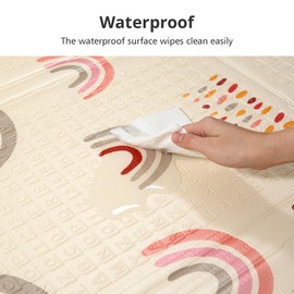 Foldable Baby Play Mat, PIGLOG 0.6in Thick Waterproof Playmats for Babies and Toddlers Kids, Safe Foam Playmat for Tummy Time, 50x50 Playpen Mat, Reversible Portable Baby Floor Mat for Infant, Rainbow