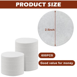 600Pcs Replacement Paper Filters, 2.5" Round Coffee Filters Compatible with Aeropress Coffee Maker and Moka Pot, Unbleached Disposable Coffee Filters