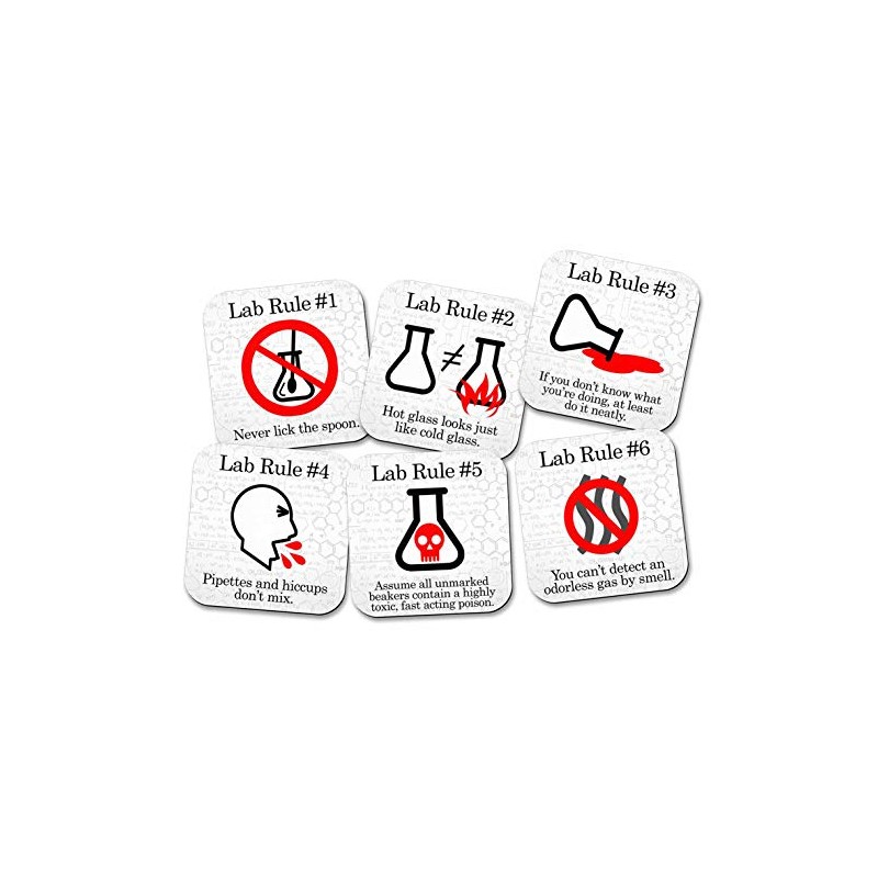 Funny Science Coaster Set - Lab Rules - 6 Piece