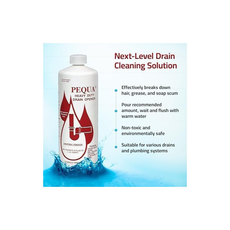 PEQUA INDUSTRIES P-10232 Pequa Heavy Duty Drain Opener, Non-Acid, Fast-Acting