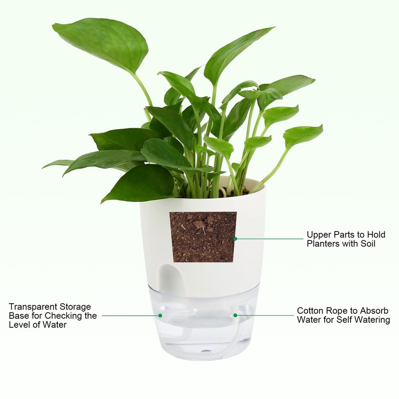 ShineMe Self Watering Pots, 5 Pack Self Watering Planters for