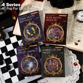 MiyouLuna 160Pcs Retro Gothic PET Stickers, Dark Art Ephemera for Scrapbooking, Journaling Supplies & DIY Crafts