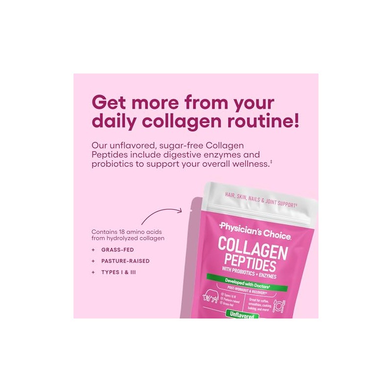 Physician Choice Polvo Péptidos Colágeno Absorción Mejorada Apoya Cabello Piel
