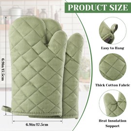 Hoolerry 8 Pcs Blank Sublimation Oven Mitts Set Include Sublimation Pot Holders Bulk DIY Heat Resistance Oven Gloves with Hanging Loops Pads for Spring Teacher Kitchen Baking Gifts (Sage Green)