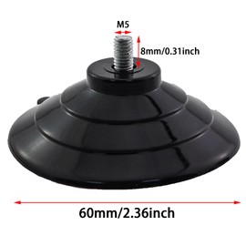 KKUANG 4pcs Black PVC Screw Suction Cup with M5x8mm Thread, Super Adhesive Glass Suction Cups