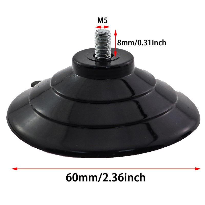 KKUANG 4pcs Black PVC Screw Suction Cup with M5x8mm Thread,