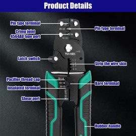 4 Pack Wire Crimper Pliers, 8 Inch Crimping Tool with Stripper Cutter Multifunctional Compatible with 10 to 26 AWG Wire Gauge (4)