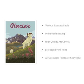 gaeaverse Glacier National Park Vintage Posters Americana Home Decor Wall Painting for Living Room Wall Stickers Home Decoration (18X24 inch)