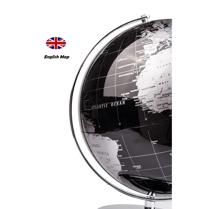 Exerz 10" World Globe Black - Stainless Steel Arc and