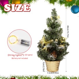 Mini Christmas Tree, 40 cm Small Christmas Tree, Mini Christmas Tree, Illuminated, Artificial Christmas, Decorated Artificial Christmas Tree with Lighting, Table Decoration, Christmas Decoration,