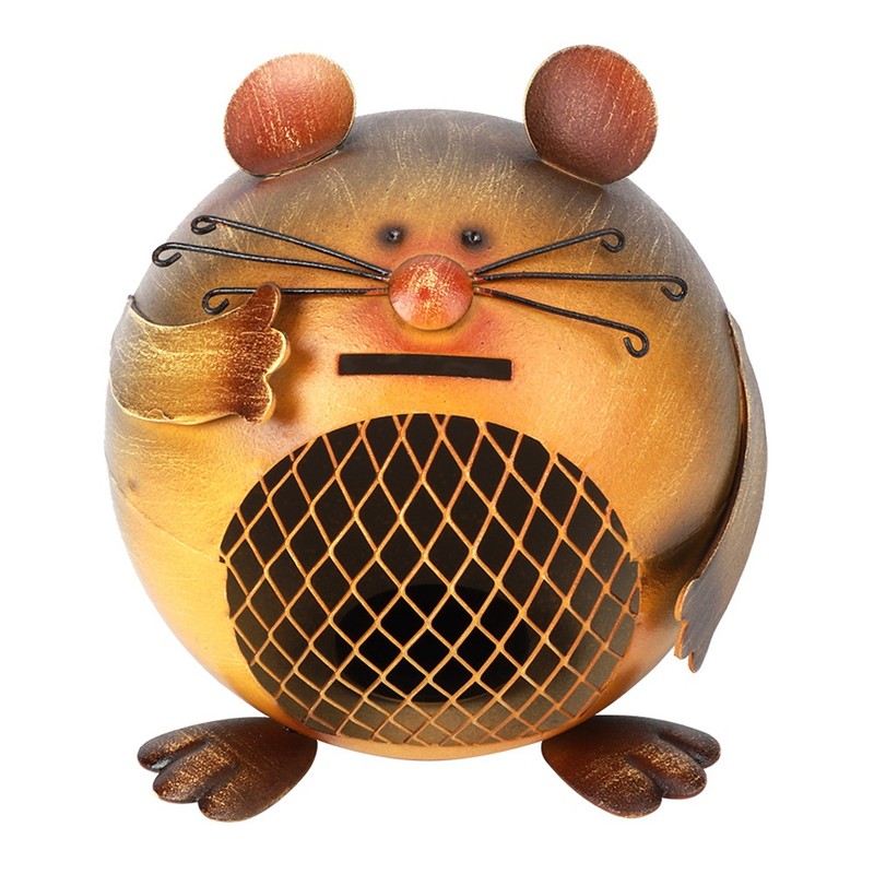 Mouse Shaped Iron Art Coin Bank Box Piggy Bank Table