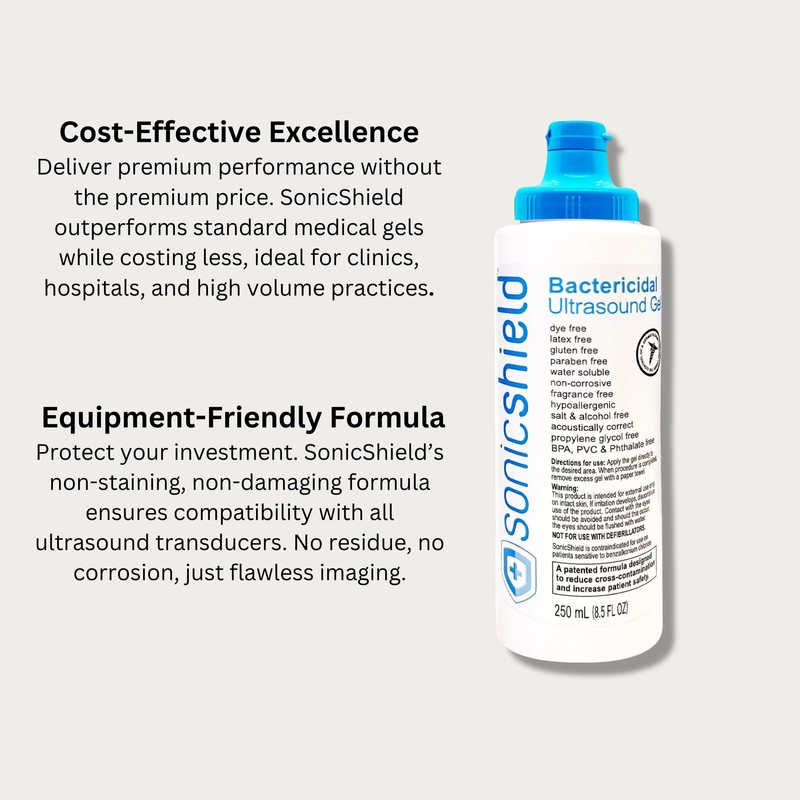 SonicShield Ultrasound Gel. High Viscosity. Premium Multi-Purpose Gel for Ultrasound