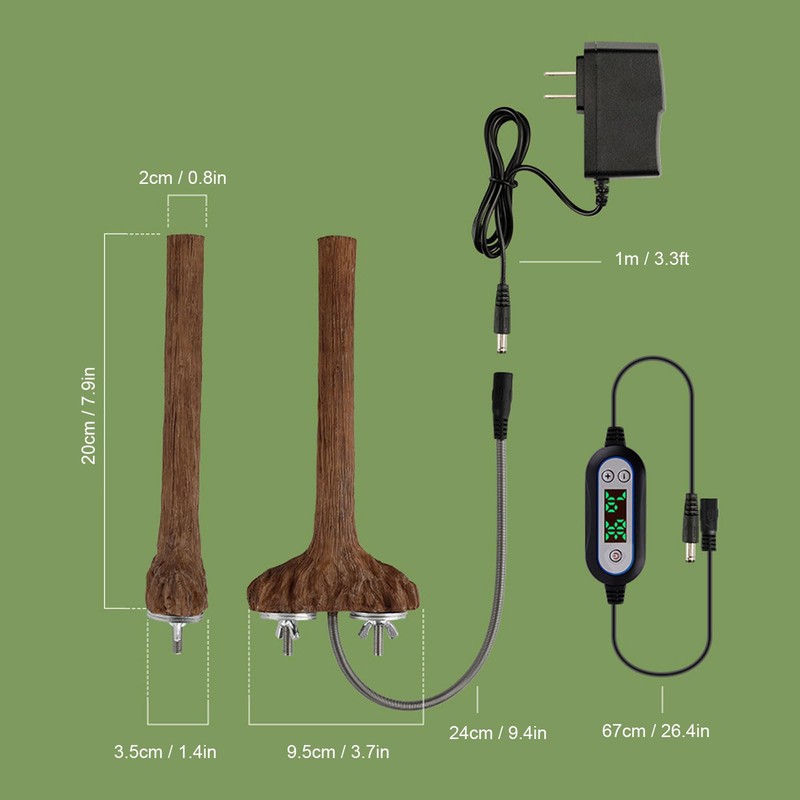 5W Heated Bird Perch Stand Heater for African Grey Parakeets