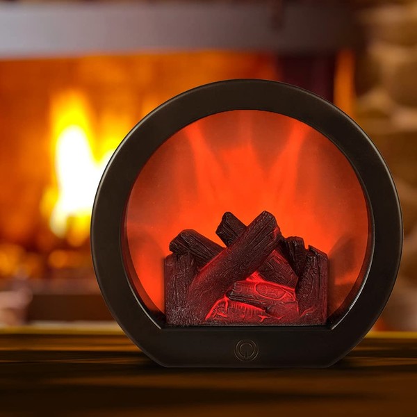 Ulalaza Small Cozy Fireplace Lantern Traditional Realistic Log Wood Burning