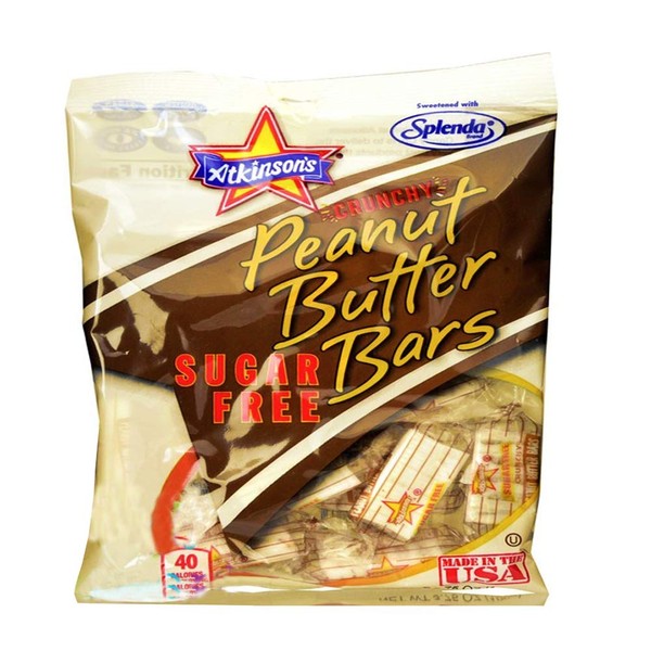 Atkinson's (1) Bag Sugar Free Peanut Butter Bars Sweetened with Splenda - Gluten & Cholesterol Free, Vegan Friendly 2.25 oz