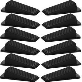 Beieverluck 12 Pack Door Stoppers for Bottom of Door Rubber Door Stop Wedge Sturdy Stackable Door Stops for Floor Wall Carpet Heavy Duty Door, Black
