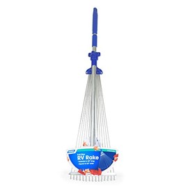 Camco Telescopic Collapsible Rake | Expands to 60" Long with 22" Width Rake | Folds to 30" x 8 ½" for Easy Storage | Great for Camping, Gardening, or Lawn Maintenance (42170)