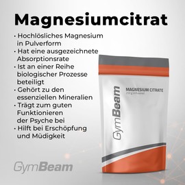 GymBeam GymBeam Magnesium-Pulver - Hochl?sliches Magnesiumcitrat-Pulver, essenzielles Mineral fr Psyche, Muskelfunktion und Nervensystem, untersttzt Elektrolythaushalt und Energieproduktion (250 g)