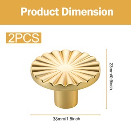 TUYOBG Golden Plastic Side Cabinet Door Handle Pack of 2 - Classic Round Cabinet Knobs Handles for Kitchen, Bathroom or Bedroom, Single Hole Plastic Wardrobe Handles, Suitable for Dressers